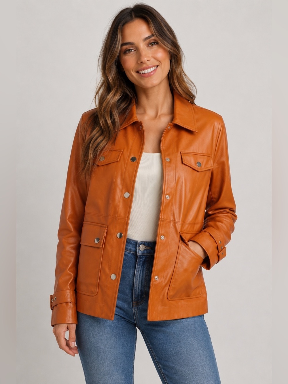 NWT WeWoreWhat Vegan Leather Western Jacket in Cider, Size Large